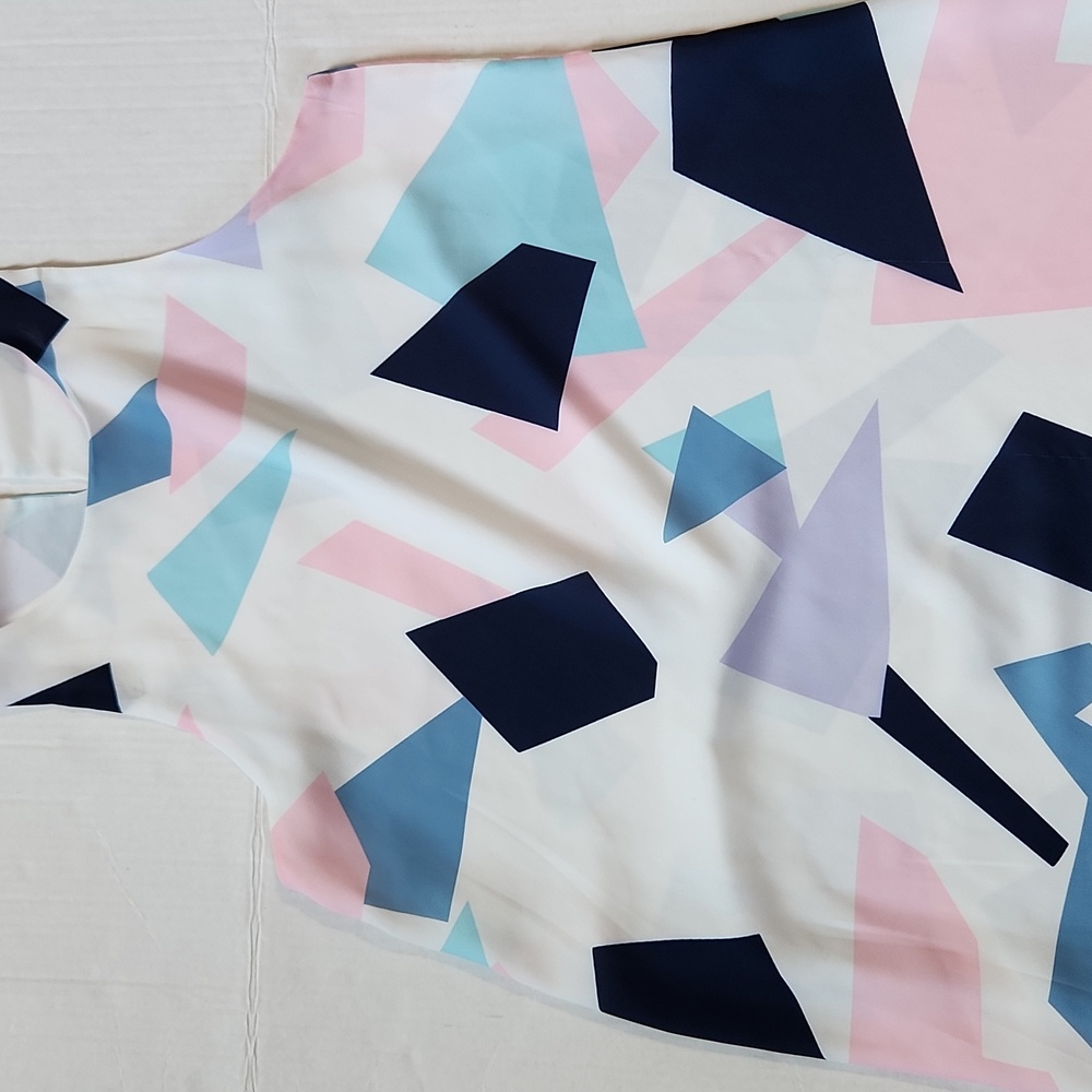 Sleeveless Geometric Design Lined Polyester Swing Dress - Medium - Picture 3 of 13